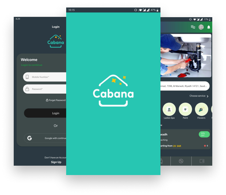 existing cabana app UI design image