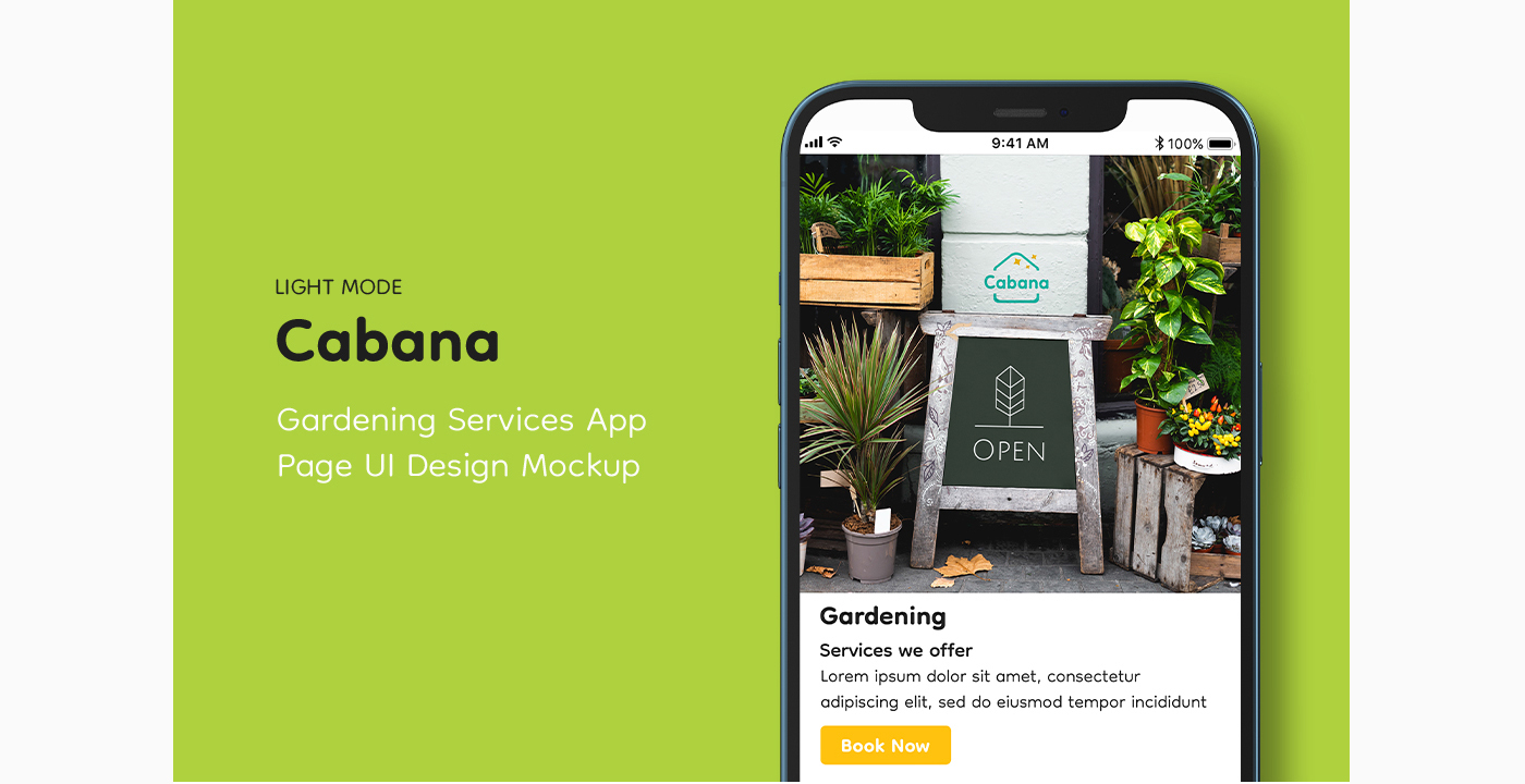 cabana gardening service app UI design image